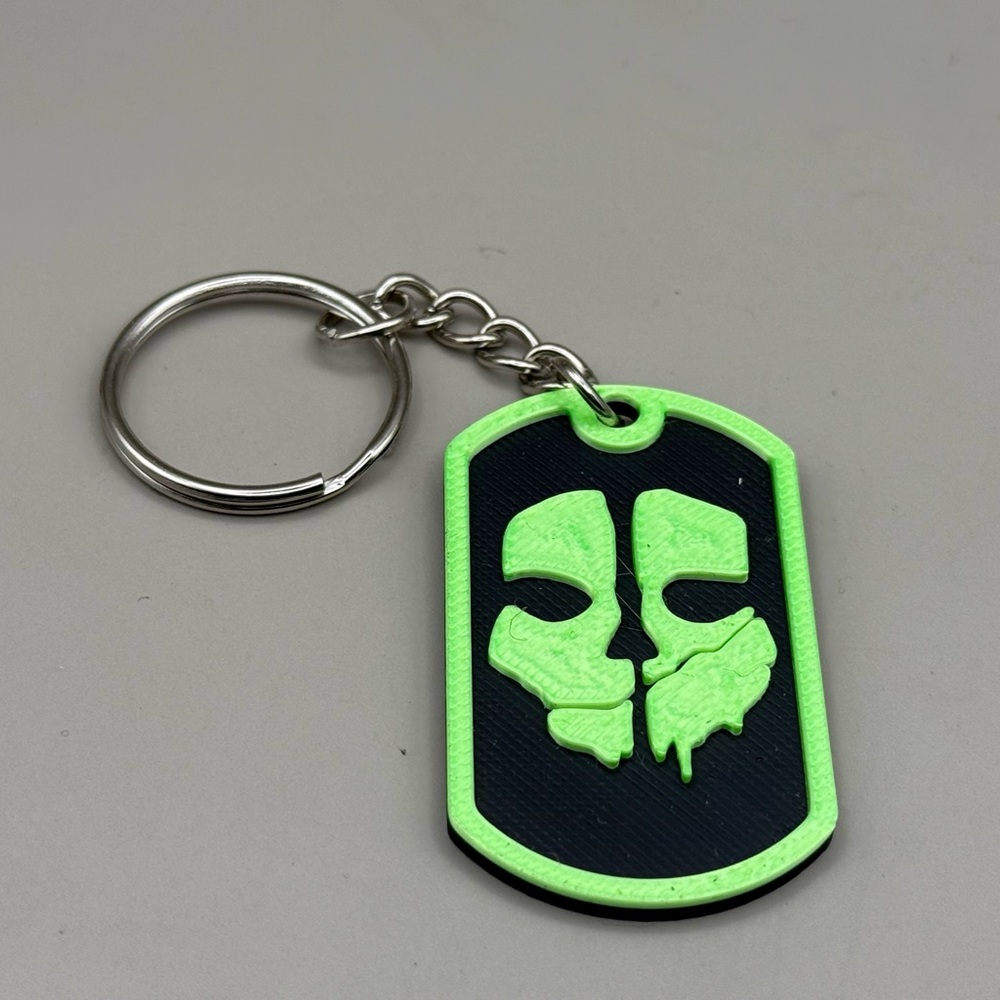 Neon Green Skull Keychain